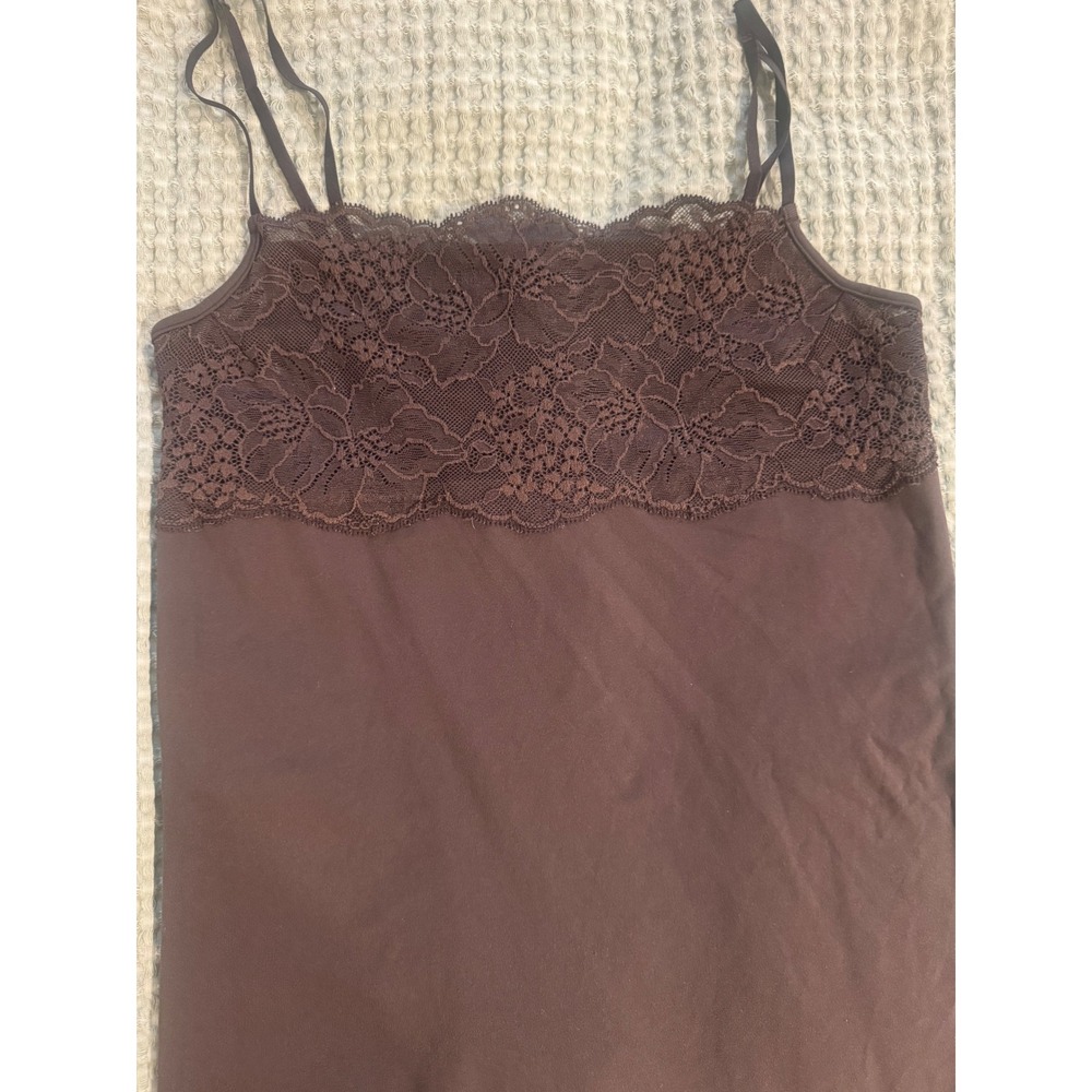 Banana Republic Chocolate Brown Lace Trim Adjustable Spaghetti Strap Tank Medium